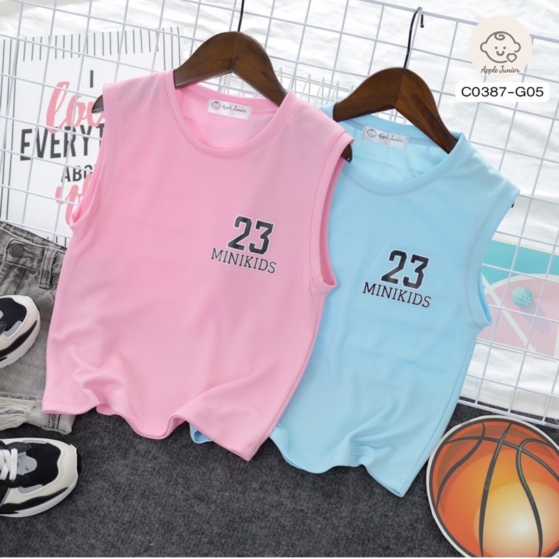 เสื้อกล้ามกีฬาเด็ก-ลายminikids23-สีพาสเทล