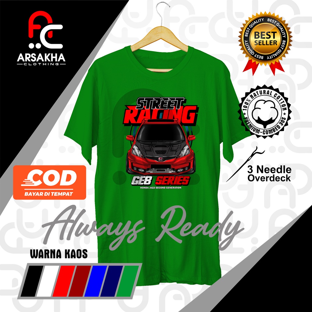 คอตต้อนคอกลมเสื้อยืดแขนสั้น ผ้าฝ้าย พิมพ์ลาย Honda Jazz Street Racing ...