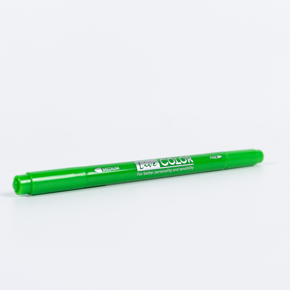 monami-live-color-15-light-green-ปากกาสีน้ำ-ชนิด-2-หัว-สีเขียวอ่อน-ของแท้