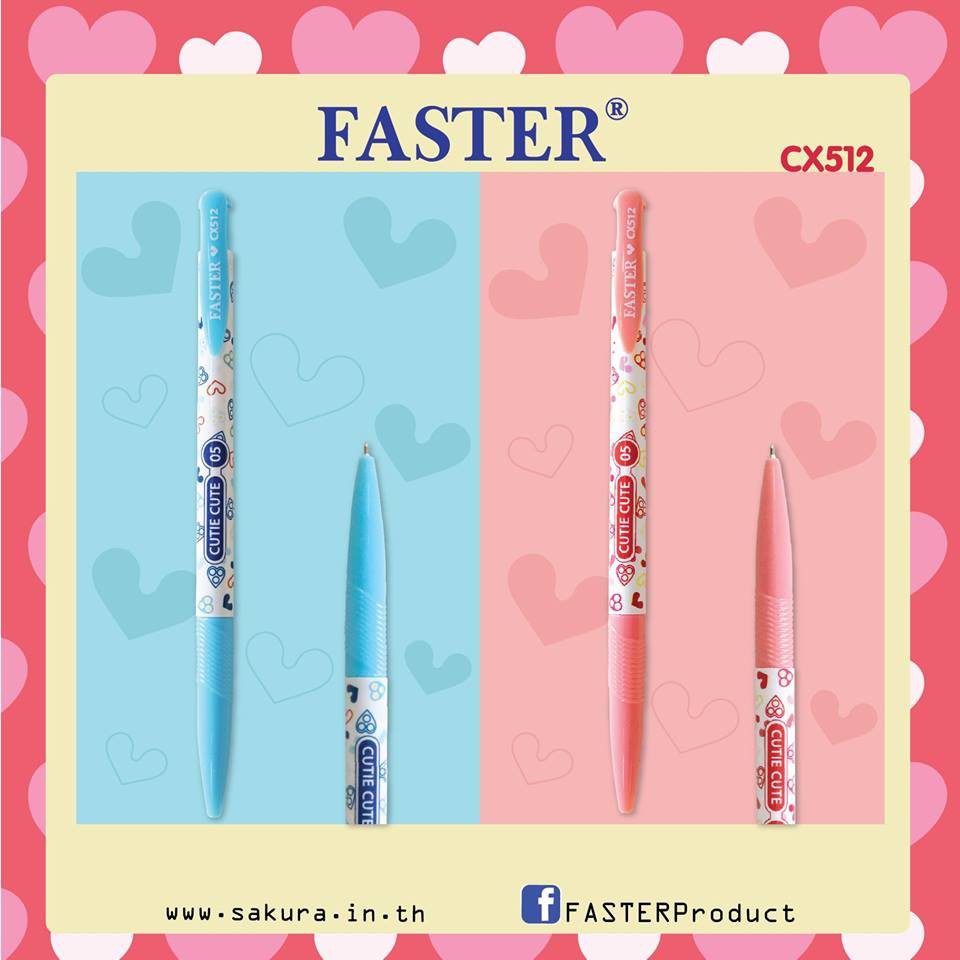 ปากา-faster-cutie-cute-cx512-ปากกาลูกลื่นคิ้วตี้คิ้วท์-12ด้าม-กล่อง