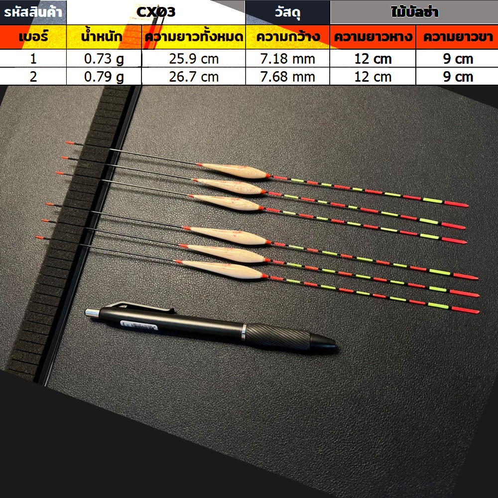 cx03-ทุ่นชิงหลิว-อุปกรณ์ตกปลา-ไม้บัลซ่า-หางตัน-3-ดอก-90-บาท-ความยาว-25-9-26-7cm-พร้อมส่ง