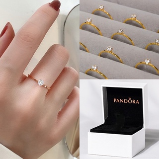 ภาพหน้าปกสินค้าPandora แหวนเพชรโมอิส สเตนเลส 14K สีทอง พร้อมกล่อง สําหรับผู้หญิง แฟนสาว ที่เกี่ยวข้อง