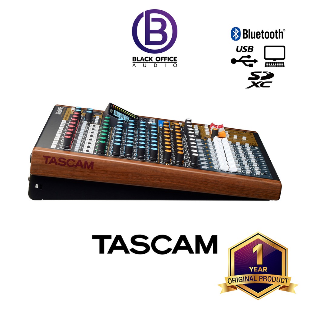 tascam-model-12-มิกเซอร์คุณภาพสูง-อัดเสียง-บันทึกเสียง-ไลฟ์ตรีม-mixer-usb-audio-interface-blackofficeaudio