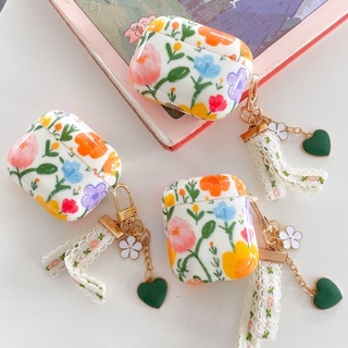 【ขายดี】เคสหูฟัง ลายดอกไม้ ดอกทิวลิป สีเขียว ชมพู ขาว สไตล์วินเทจ สําหรับ AirPods Gen 1 2 Gen 3 Pro Pro2