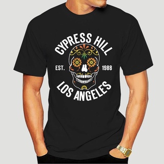 ใหม่ เสื้อยืดลําลอง แขนสั้น พิมพ์ลายโลโก้ Cypress Hill Flower Skull 1988 Band สีดํา สําหรับผู้ชาย -1987A Gdglil35Omiecf2