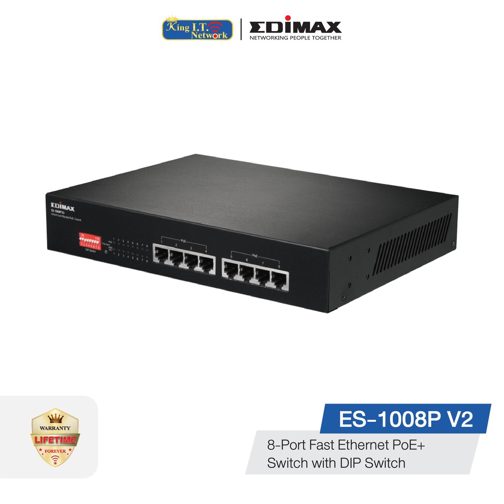 EDIMAX (ES-1008P V2) Long Range 8-Port Fast Ethernet PoE+ Switch with ...