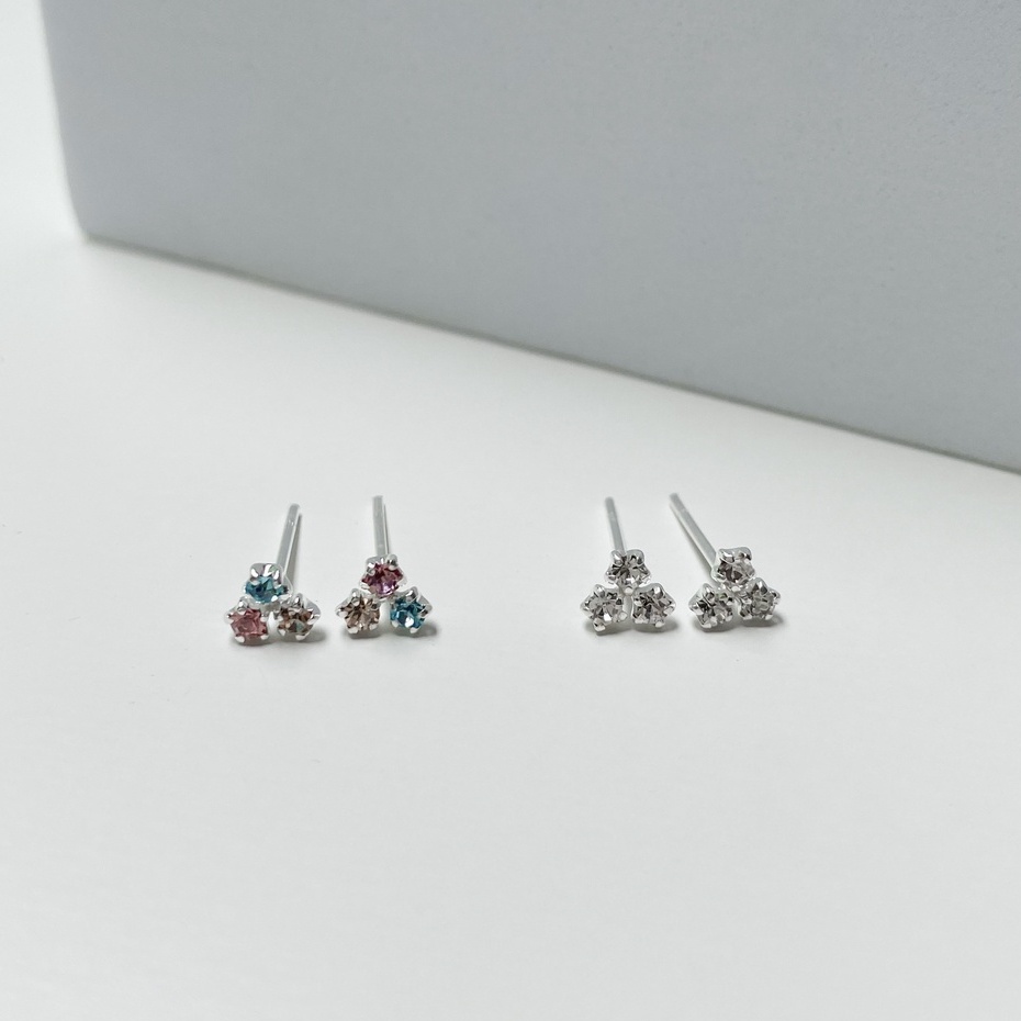 กรอกโค้ด-clmlh-ลด-45-triple-crystal-earring-silver925-ต่างหูเงินแท้925-ต่างหูคริสตัล-ต่างหูปักก้าน
