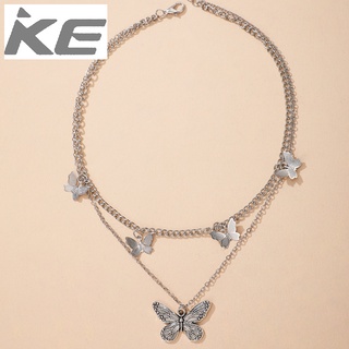 Popular jewelry multi-butterfly ancient silver simple long necklace for girls for women low pr