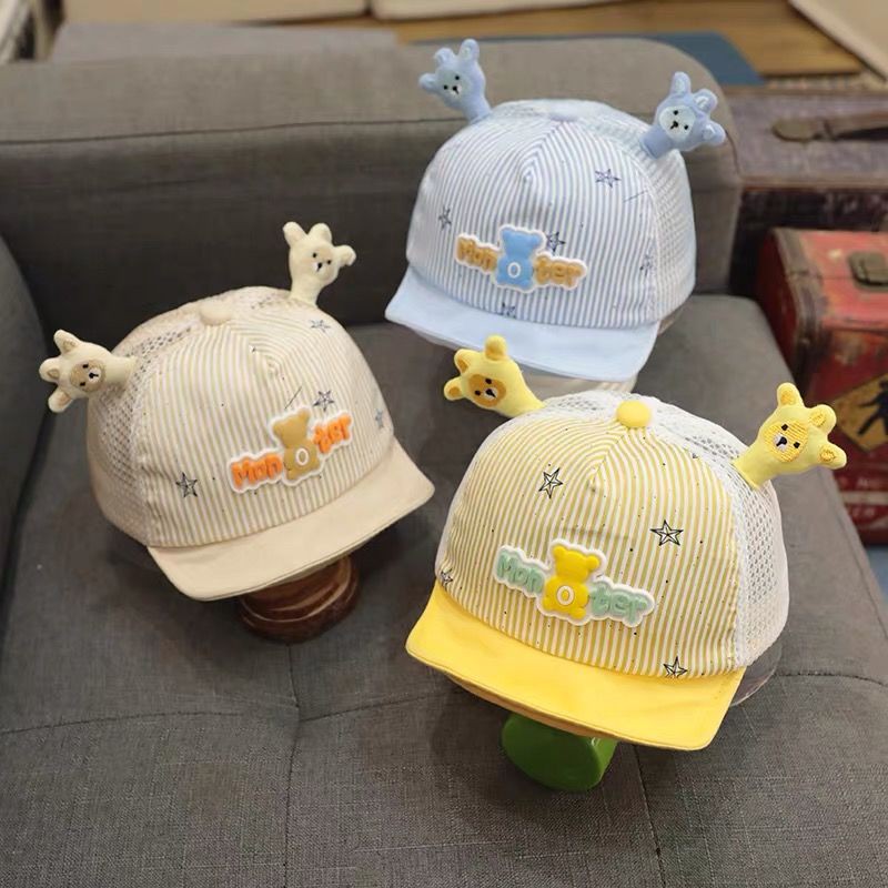 หมวกเด็ก-หมวกตาข่าย-หมวกบาง-ๆ-หมวกกันแดดเด็กอ่อนปีก-หมวกกันแดดตาข่ายระบายอากาศ