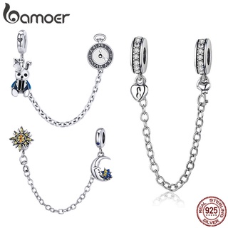 BAMOER Love Connection Safety Chain Charm Fit  Bracelet DIY 925 Sterling Silver SCC1112