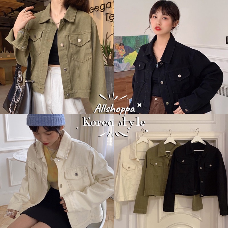 allshoppa-ส่งทันที-nuna-vintage-jacket-เสื้อแจ็คเก็ตยีนส์ครอป-มินิมอล-เสื้อคลุม-สไตล์เกาหลี
