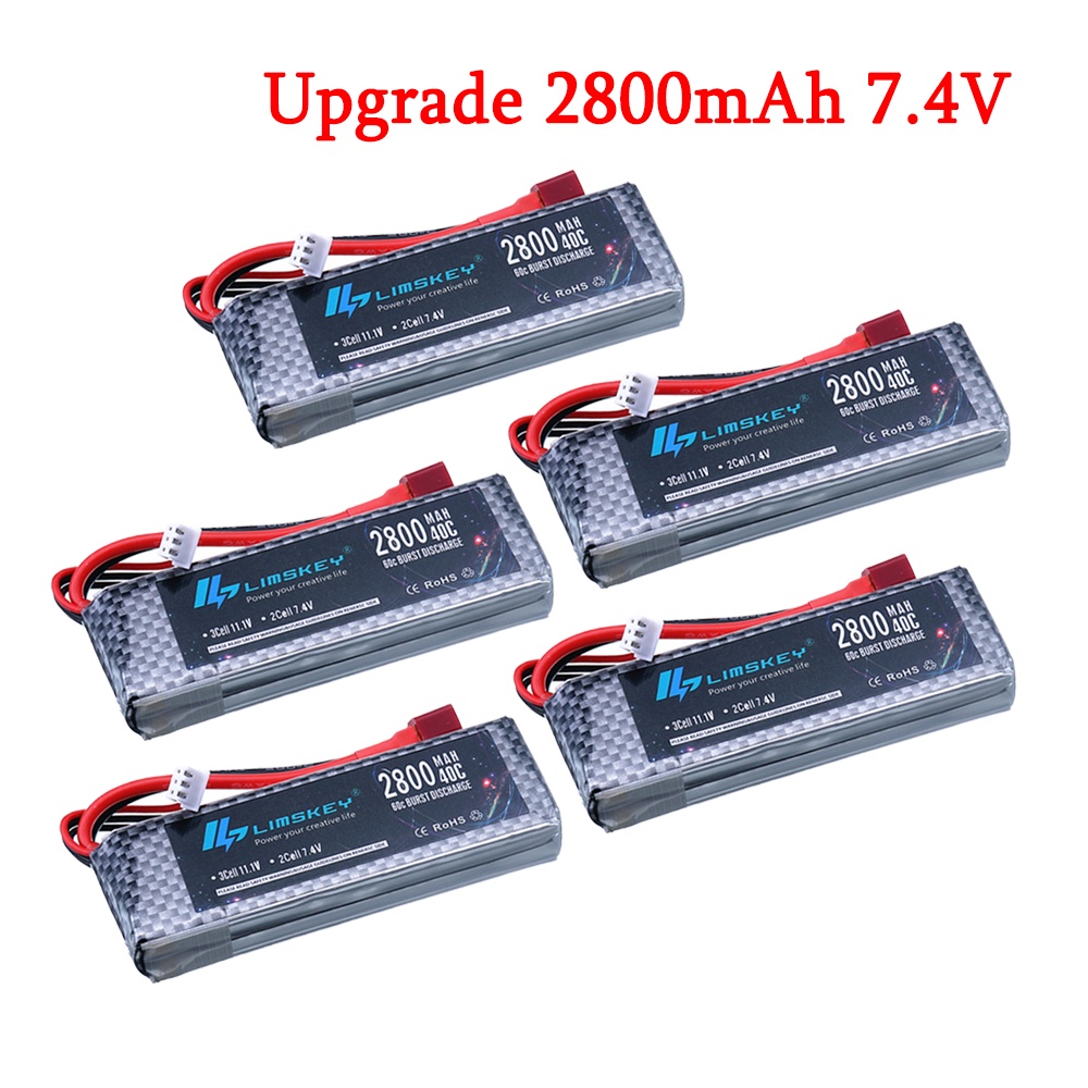 2x 7,4V Batterie 2600mAh 25C Lipo Akku T Stecker F&uuml;r WLtoys 1/14