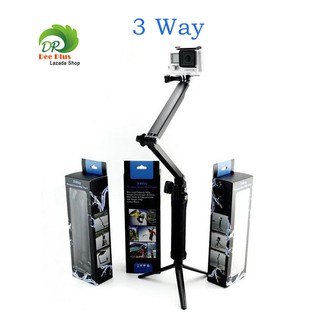 3 Way ไม้เซลฟี่พับได้ ขาตั้ง3ขาในตัว สำหรับโทรศัพท์ และ กล้อง 3 Way Selfie Monopod for GoPro SJCam YI and others