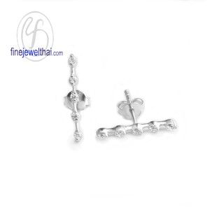 Finejewelthai ต่างหูเพชร-ต่างหูเงิน-เงินแท้925-ออกแบบพิเศษ-Silver-Diamond-Earring - E1158czp1 (สามารถเลือกสีตัวเรือนได้)