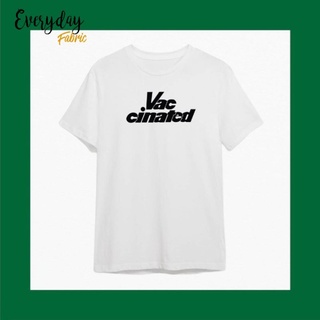 เสื้อยืดคอกลม ลายฉีดวัคซีนแล้ว "Vaccinated" (โลโก้C1-C2) cotton100%#โควิดเราต้องรอด #vaccinated #เราต้องมี