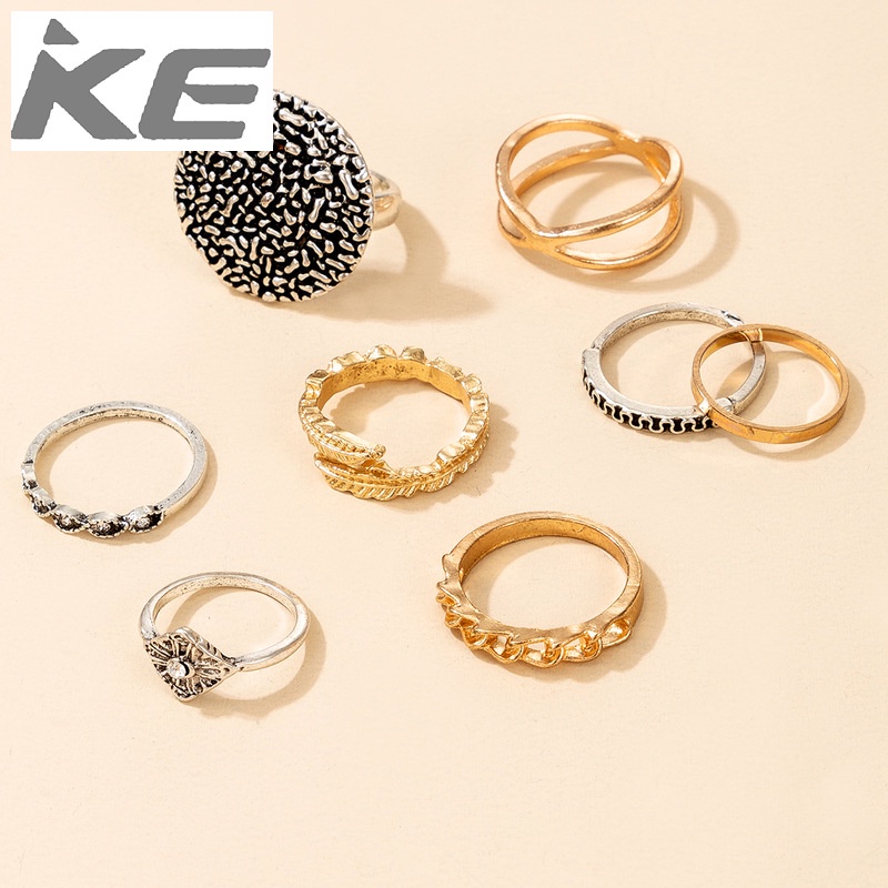 jewelry-exaggerated-vintage-gold-and-silver-mixed-color-ring-set-of-eight-geometric-rings-for