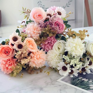 ดอกเบญจมาศประดิษฐ์ สีสดใส สไตล์ยุโรป สําหรับตกแต่งบ้าน งานแต่งงาน DIY