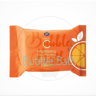 Boots Vitamin C Cleansing Wipes บู๊ทส์ วิตามิน ซี ไบรเทนนิ่ง คลีนซิ่ง ไวพ์ส ขนาด20แผ่น(1แพ็ค)