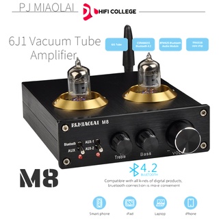 สินค้า Pj.Miaolai M8 HiFi Vacuum 6J1 Tube เครื่องขยายเสียงดิจิทัล บลูทูธ 4.2 50W * 2 CSRA64215 TPA3116 พร้อมระบบควบคุมเสียงเบส เสียงแหลม
