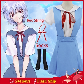 ชุดเดรสคอสเพลย์ Hoshino Ruri Asuka Ayanami Rei Evangelion สีฟ้าสําหรับผู้หญิงผู้ใหญ่