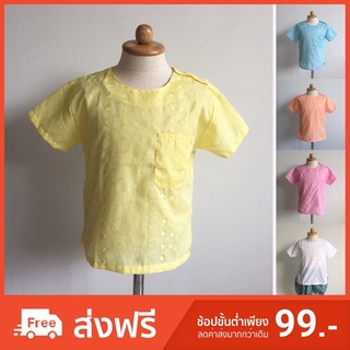ภาพหน้าปกสินค้าชุดไทยเด็ก เสื้อคอกลมลูกไม้ กระดุมไหล่ (4 สี) ที่เกี่ยวข้อง