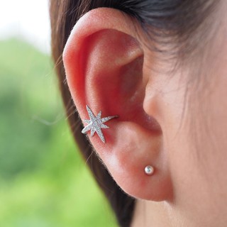 [Silver 925] ต่างหูเกี่ยวใบหู CZ Star ear cuff ราคาต่อ 1 ชิ้น (สีเงิน/สีทอง)