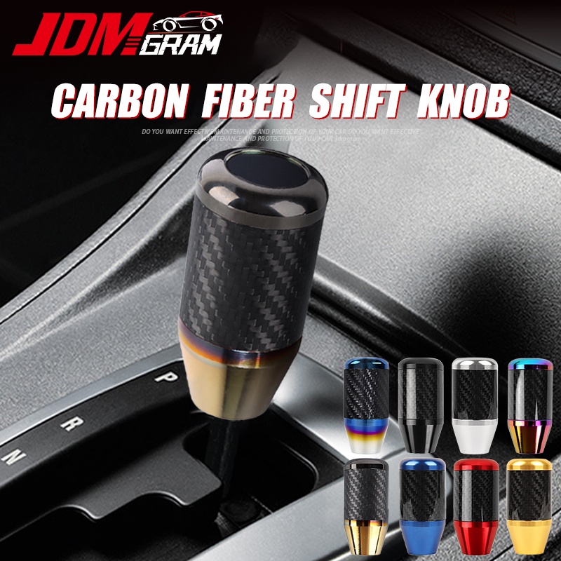 JDMGRAM คาร์บอนไฟเบอร์เกียร์รถเกียร์ KNOB อัตโนมัติ 8 ซม.Universal Auto ...