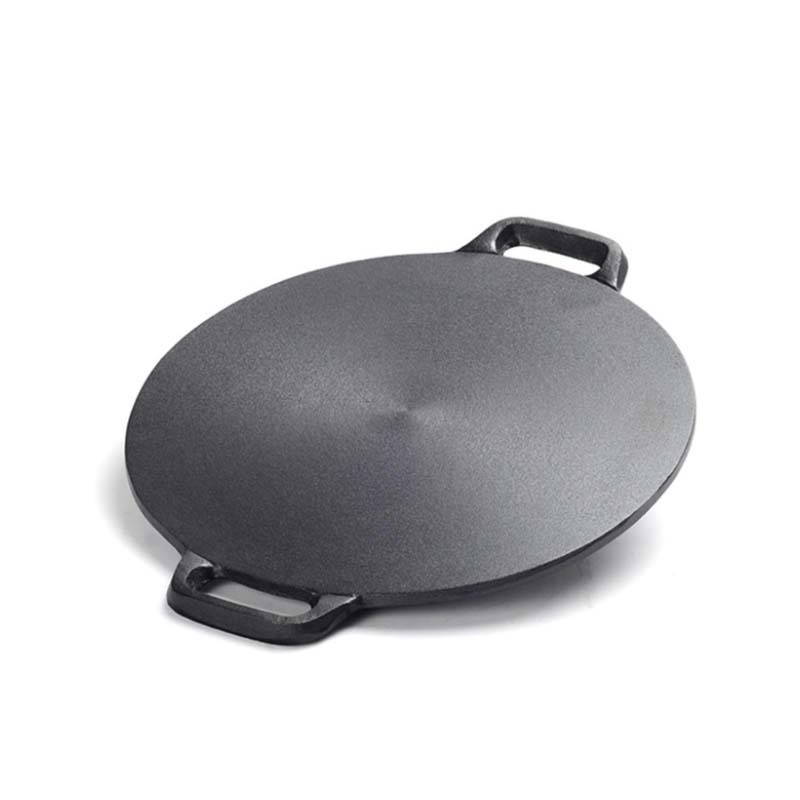 37cm-round-cast-iron-bbq-frying-pan-double-sided-barbecue-fried-fish-picnic-outdoor-cast-iron-pan-chinese-savior-crep