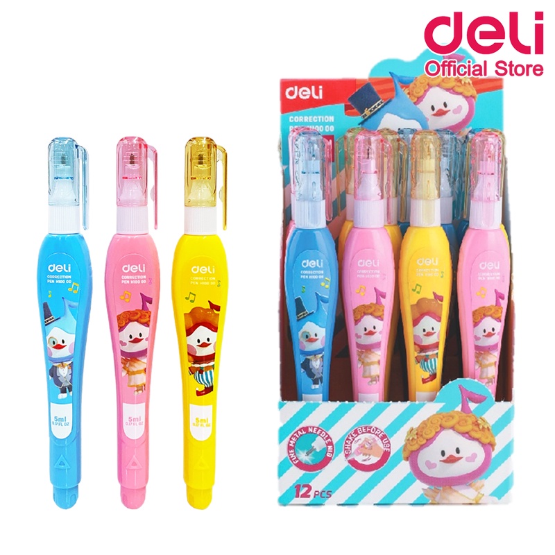 deli-h10000-correction-pen-ปากกาลบคำผิด-ลายการ์ตูนย์สุดน่ารัก-ขนาด-5ml-แพ็คกล่อง-12-แท่ง-ปากกาลบคำผิด-เครื่องเขียน-ลิคขวิด