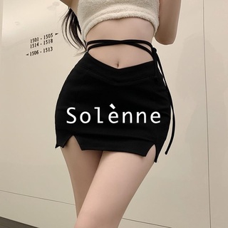 Solenne  กระโปรง กระโปรงผู้หญิง สไตล์เกาหลี สําหรับผู้หญิง 2022 ใหม่  ทันสมัย High quality สวย ins SO220010 36Z230909