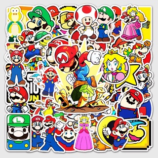 พร้อมส่ง ลายการ์ตูนอะนิเมะ supermario  mario 53แผ่น กันน้ำ สติ๊กเกอร์ ใช้ซ้ำได้ กระโปรงหลังรถ switch