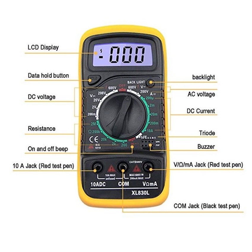 digital-multimeter-ดิจิตอลมัลติมิเตอร์-รุ่น-xl830l-แสดงผลแม่นยำด้วยระบบดิจิตอล-หน้าจอ-lcd-แสดงตัวเลขได้สูงสุด