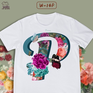 [S-5XL]ผ้าฝ้าย 100% เสื้อลายตัวอักษร ABC BLOSSOM ดอกไม้ (P Q R)