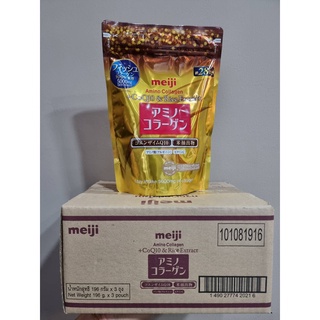 Meiji Amino Collagen+ CoQ10 & Rich Extract เมจิ อะมิโนคอลลาเจน ผงจากญี่ปุ่น 5000 มก. บรรจุ (196 กรัม)