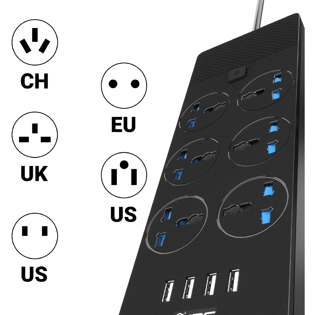 multiple-power-strip-surge-protector-4-way-universal-extension-sockets-lead-outlets-usb-plug-adapter-2m-cord-switch-fuse-shutter