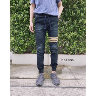 สินค้า Jogger Pants กางเกงขาจั้มจ๊อกเกอร์ เอวยางมีเชือกสีดำสนิมผ้ายืด ทรงสลิม Size 28-36 รับชำระปลายทาง