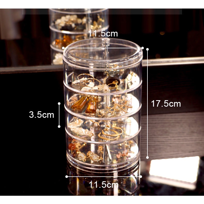 กล่องใส่ทอง-กล่องใส่ทอง-กล่องใส่เครื่องประดับ-พลาสติกใสมัลติฟังก์ชั่หมุนกล่องเครื่องประดับนักเรียนเครื่องประดับผมห่ว