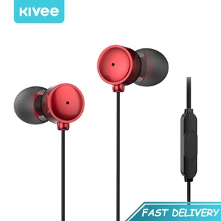 สินค้า KIVEE หูฟังหูฟังอินเอียร์ 3.5mm โทร HD wired earphone หูฟังพร้อมไมค์ การควบคุมระดับเสียง for Xiaomi Redmi Samsung MT21