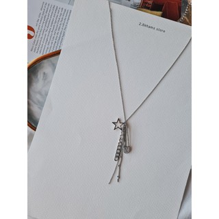 Necklace star silver สร้อยคอยาว สีเงินประดับจี้ (unisex) เครื่องประดับแฟชั่น