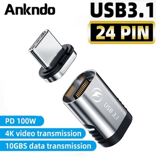 Ankndo อะแดปเตอร์แม่เหล็ก 100W USB C 24Pins USB PD Type C QC 4.0 สําหรับ Samsung