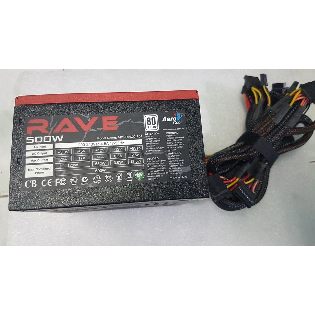 PSU ประกัน 3เดือน Aerocool RAVE 500W 80+White มือ2 / power supply ...