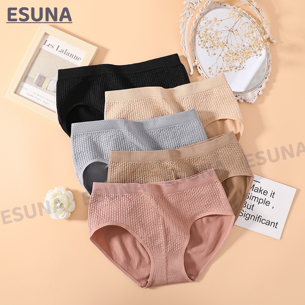 พร้อมส่ง-esuna-c0118-กางเกงในหญิงผ้านิ่ใส่สบาย-กางเกงในผู้หญิงผ้าทอเอวต่ำ-ผ้านิ่ไม่คัน-คุณภาพด