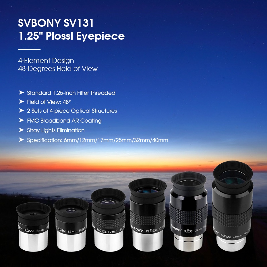 รายละเอียดเพิ่มเติมเกี่ยวกับ Svbony SV131 ช่องมองภาพกล้องโทรทรรศน์ เคลือบ FMC 1.25 นิ้ว 48 องศา (6 มม. 12 มม. 17 มม. 25 มม. 32 มม. 40 มม.)