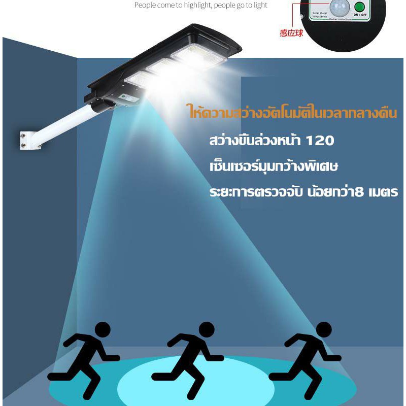 ไฟโซล่าเซลล์-ไฟสว่างถึงเช้า-led-ไฟสปอร์ตไลท์-เซ็นเซอร์ตรวจจับร่างกาย-สว่างอัตโนมัติ-แสงไฟสีขาว