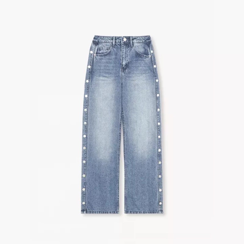 used-pomelo-side-button-straight-jeans