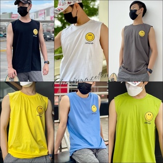 เสื้อแขนกุด ผ้าCotton 100% เสื้อยืดแฟชั่น เสื้อกล้าม สไตล์เกาหลี มินิมอล Oversize ทรงสวย สปอร์ต สีพื้น สวมใส่สบาย