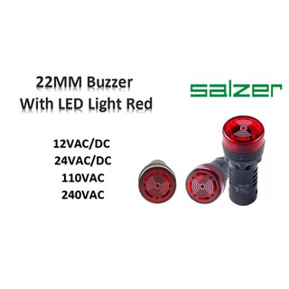 Salzer บัซเซอร์ 22 มม. พร้อมไฟ LED สีแดง SZXBL