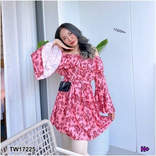 TW17225 ชุดเดรสสั้นทรงฟรีไซส์ สีชมพู ใส่ออกเดท วาเลนไทน์ ใส่สวยน่ารัก เสื้อผ้าผู้หญิง