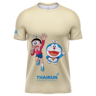 เสื้อยืดโอเวอร์ไซส์Thairun(ไทยรัน) cotton Doraemon &amp; Nobita คอปเตอร์ไม้ไผ่ เสื้อยืด S-5XLS-3XL