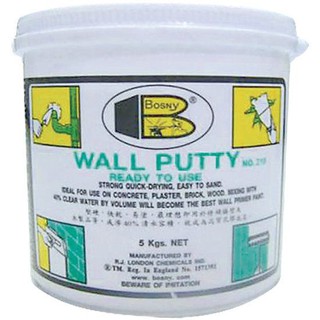 BOSNY 5KG WHITE WALL PUTTY อะคริลิก อุดโป๊ว BOSNY 5KG ขาว หมั่นโป๊ว เคมีภัณฑ์ก่อสร้าง วัสดุก่อสร้าง BOSNY 5KG WHITE WALL